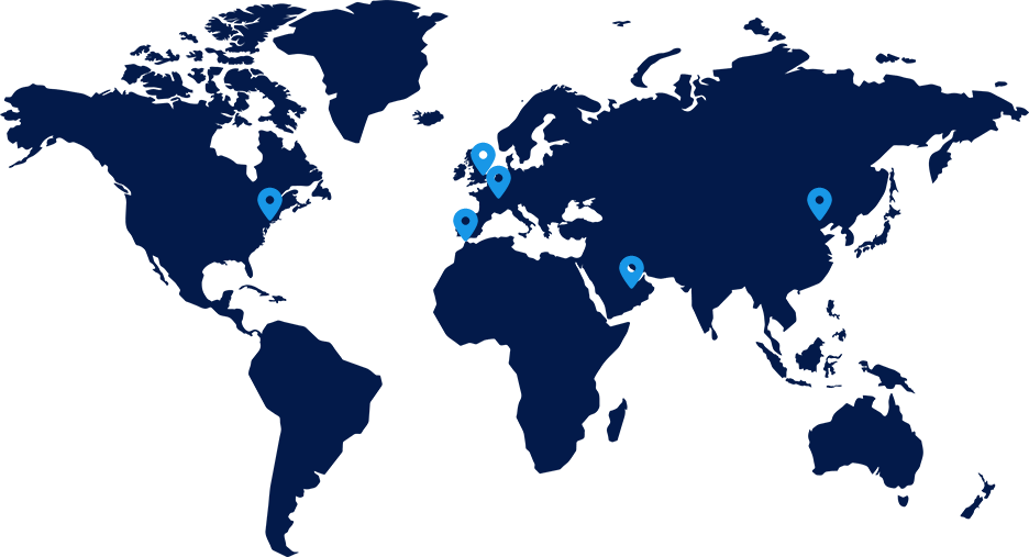 World map showing covered areas