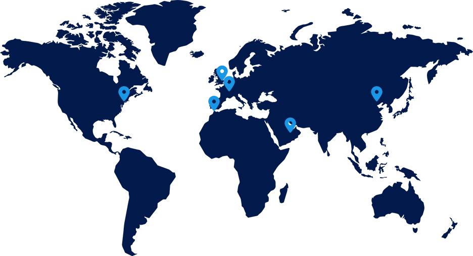 World map showing covered areas