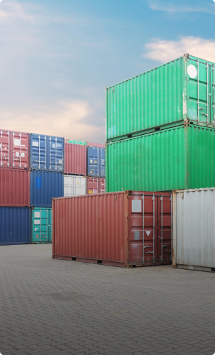 Stacked freight containers